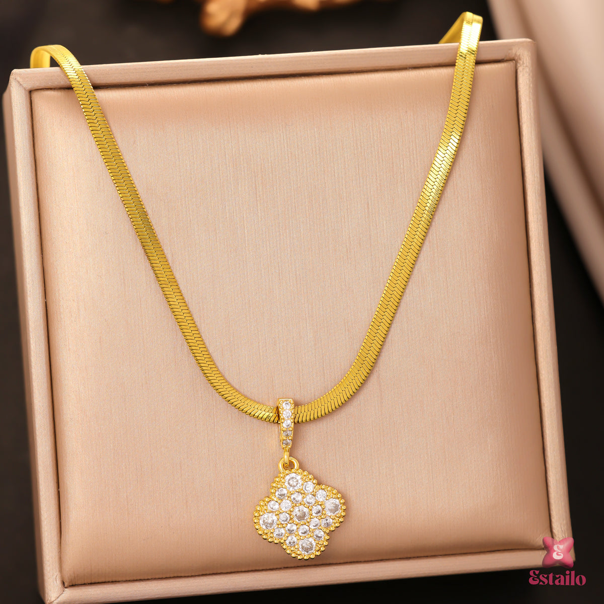 Gilded Sparkle Clover Necklace