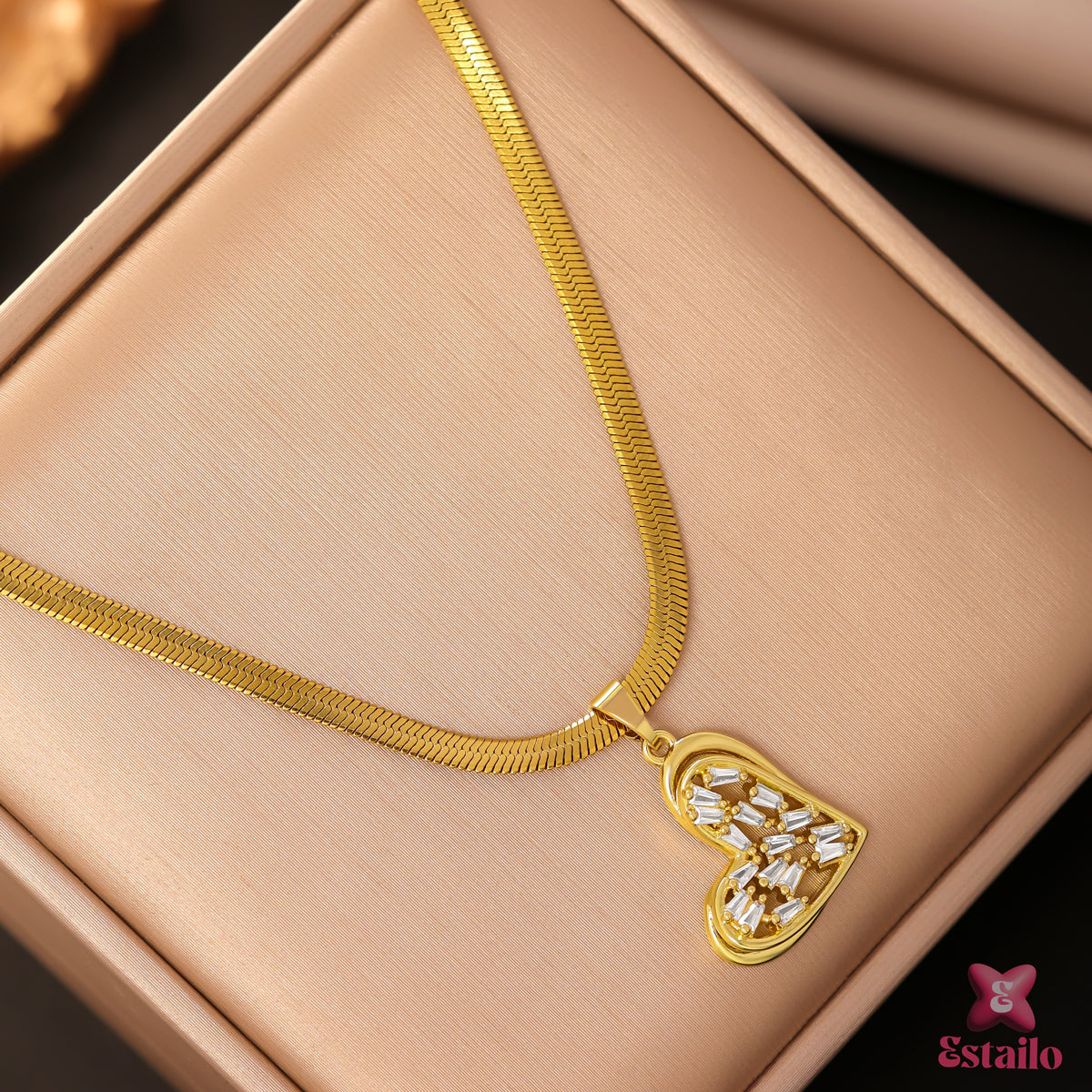 Crystal Heart & Snake Necklace