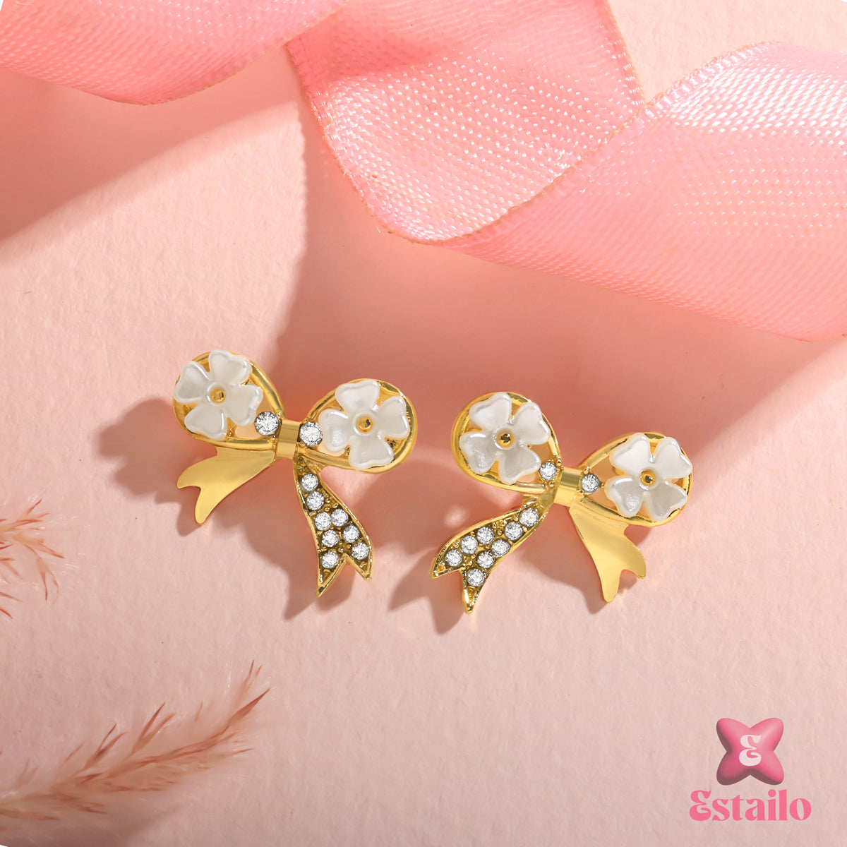 Golden Blossom Ribbon Earrings