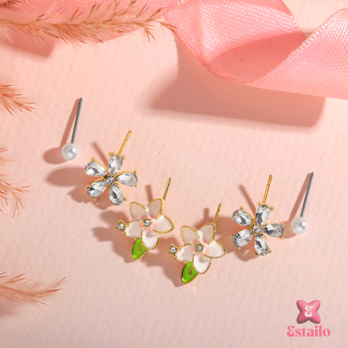 Floral Trio Studs Earrings