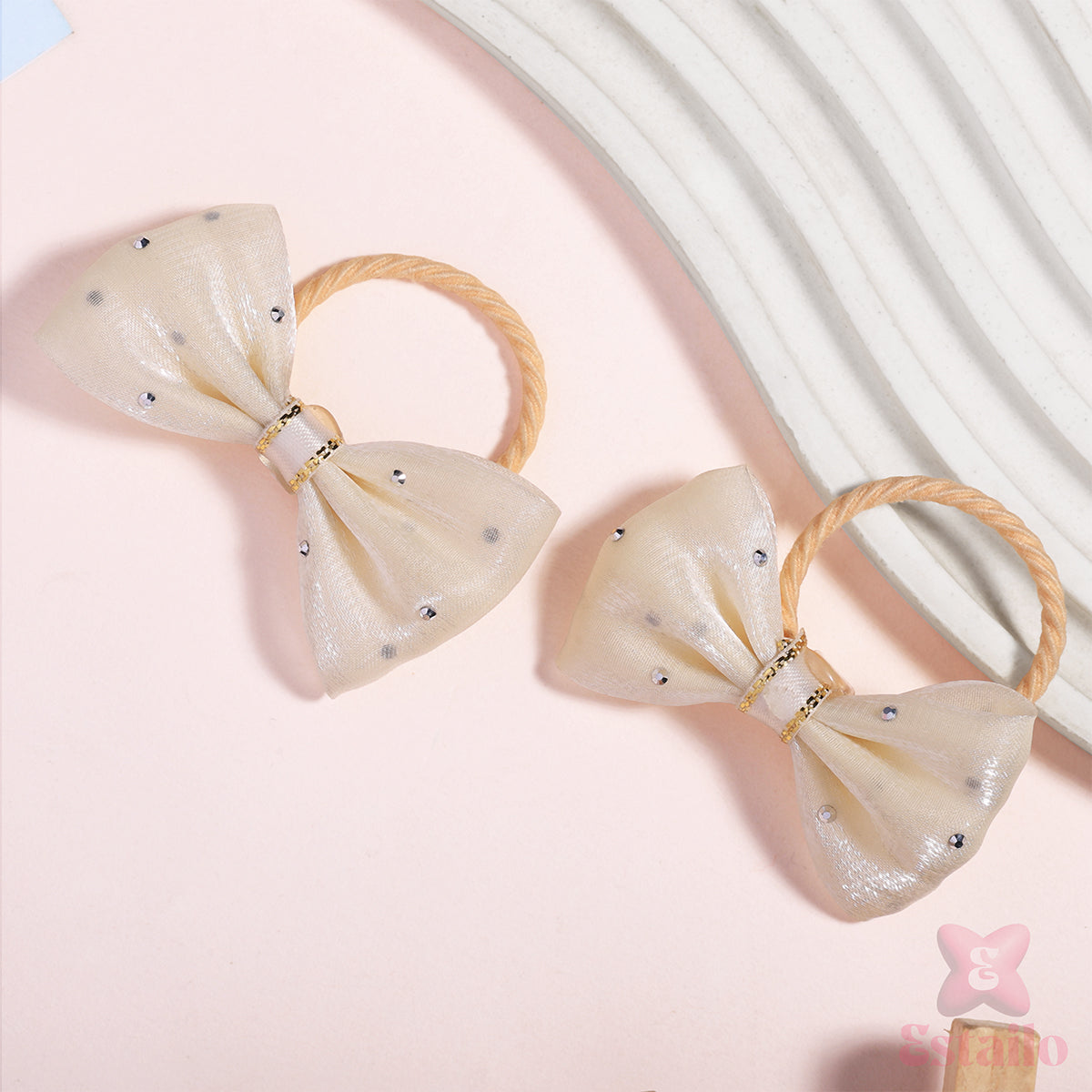 Ivory Sparkle Bow Hair Ties