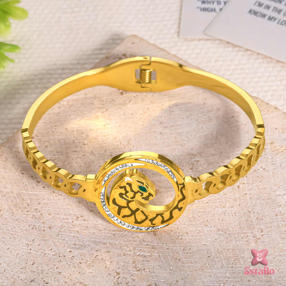 Gilded Leopard Cuff Bracelet