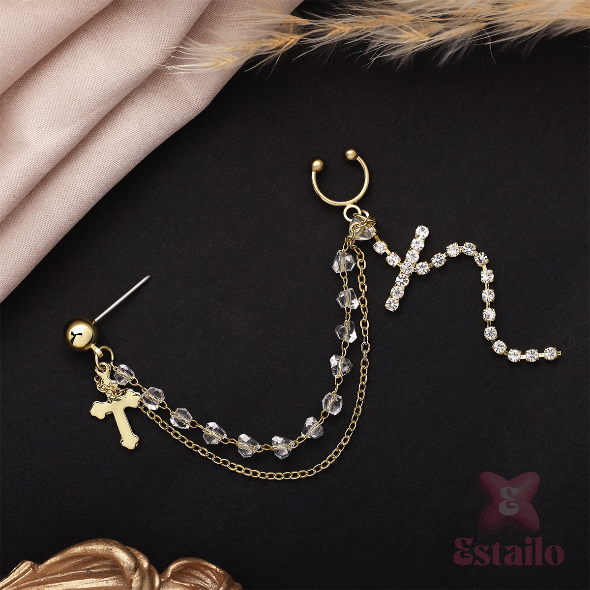 Holy Reverie Cross Ear Cuff Earrings