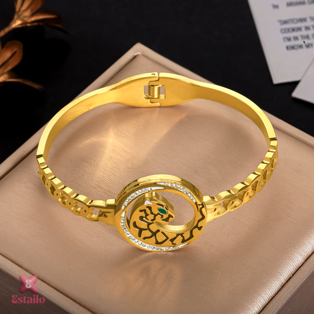 Gilded Leopard Cuff Bracelet