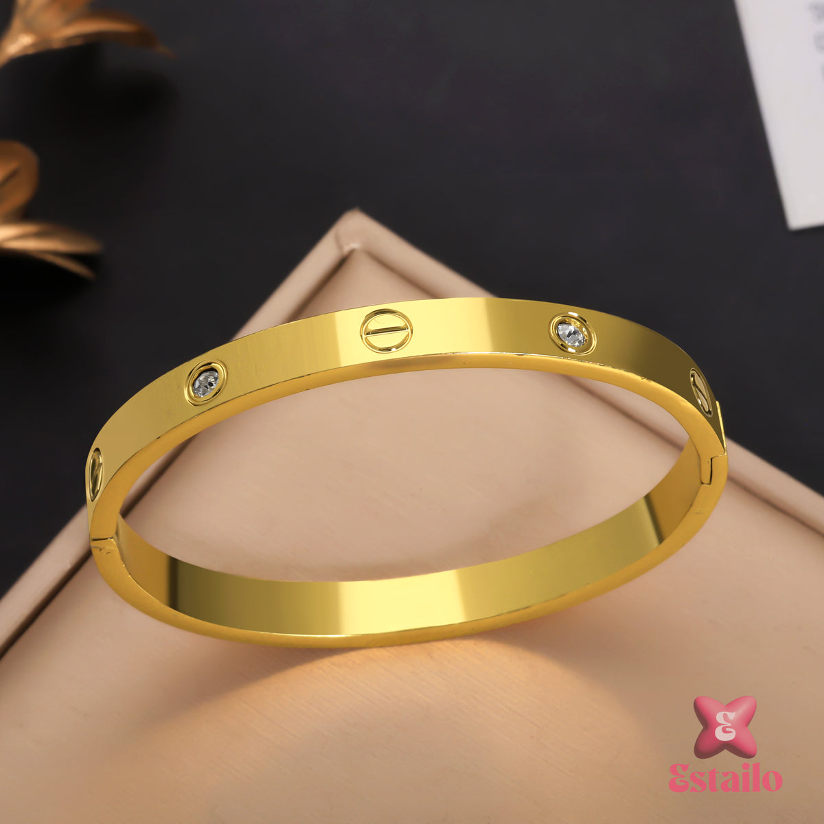 Gilded Screw Cuff Bracelet (size=2.2)