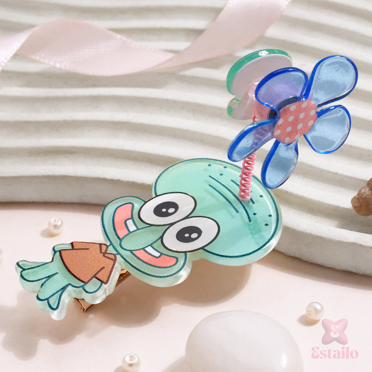 Squidward's Floral Flair Clip