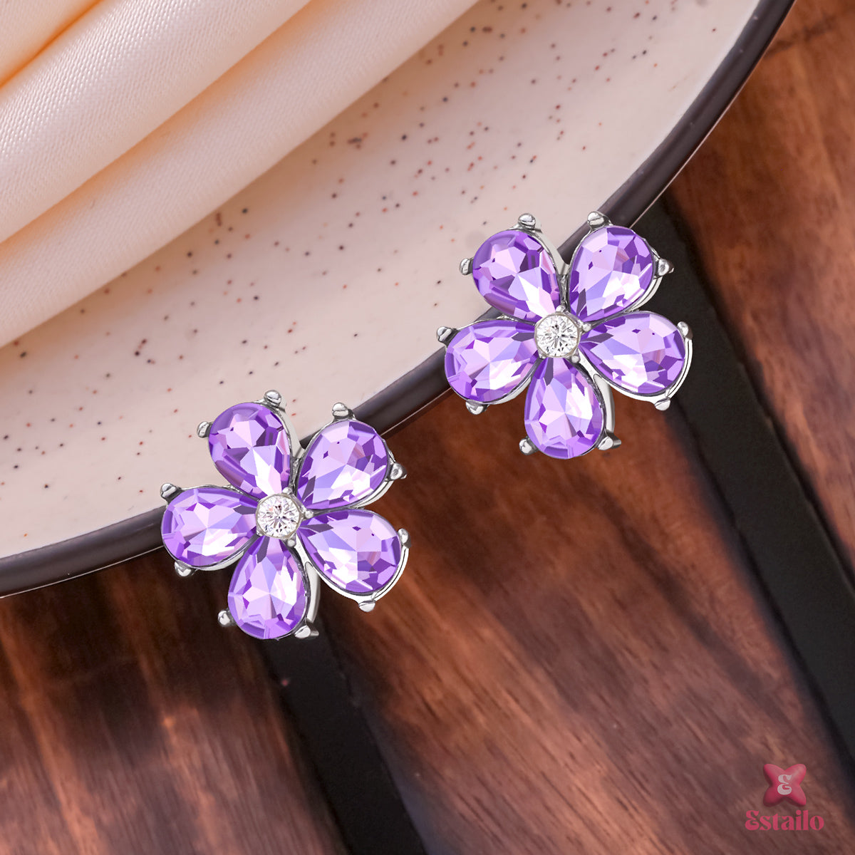 Amethyst Floral Studs Earring