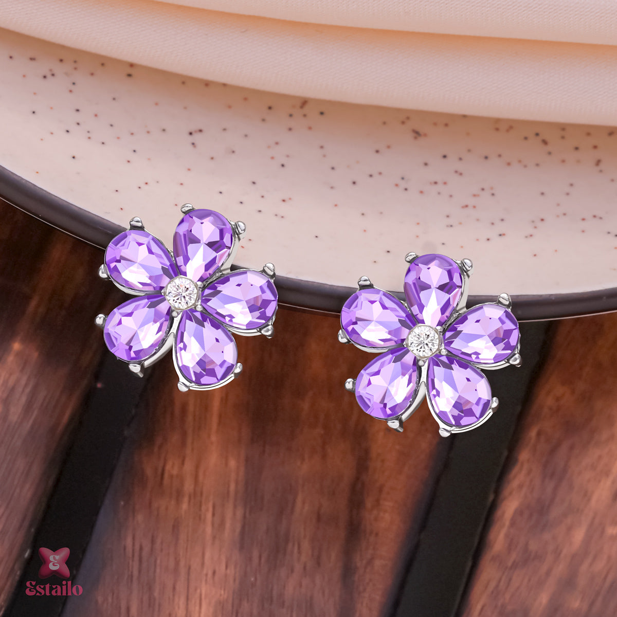 Amethyst Floral Studs Earring