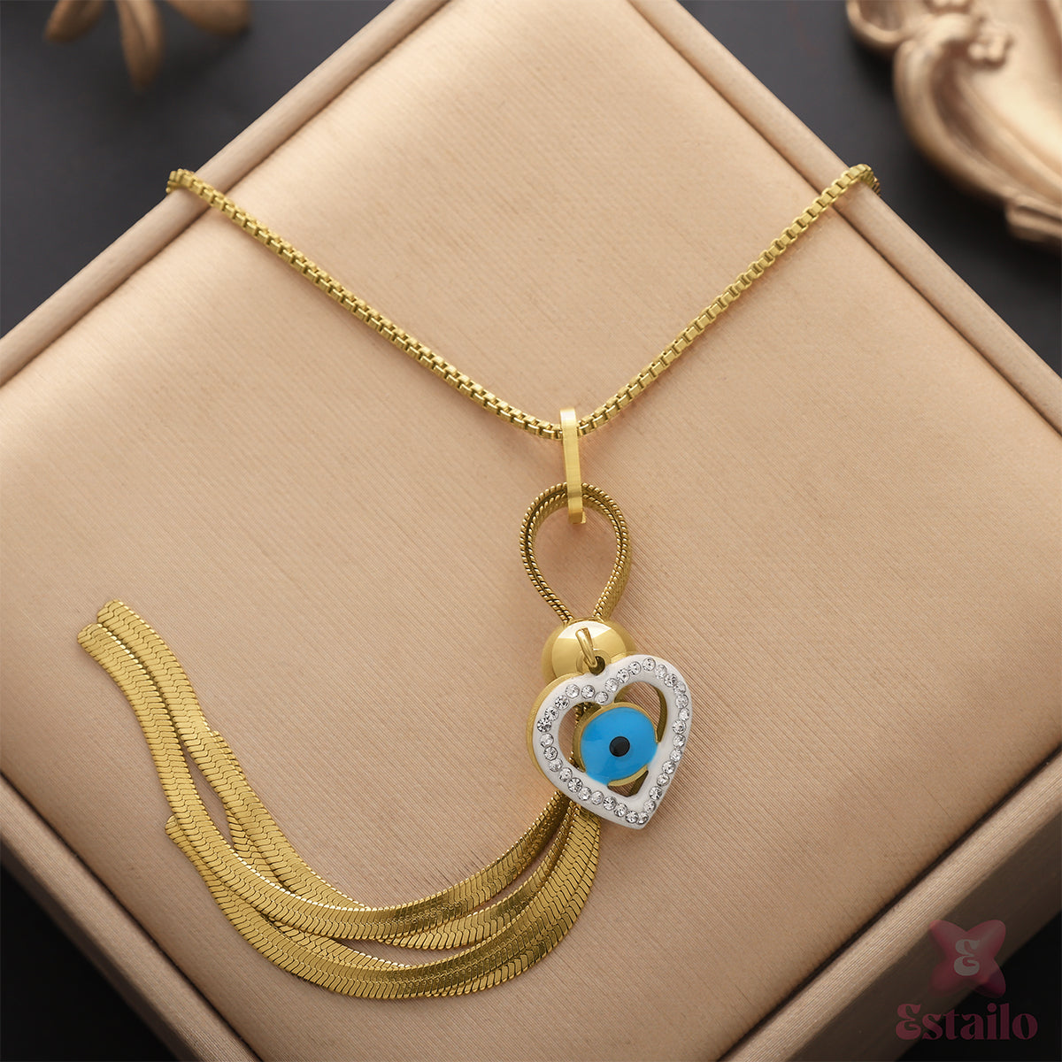 Golden Heart Eye Necklace