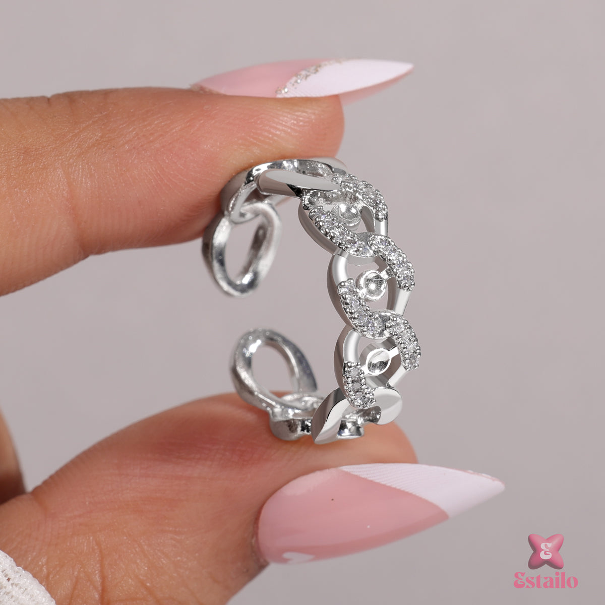 Chain & Crystal Ring
