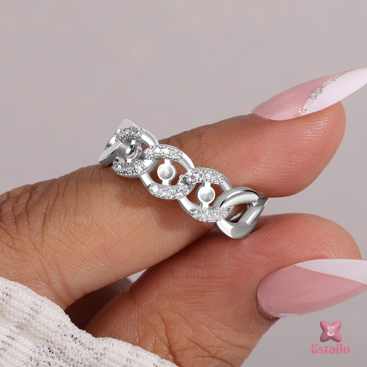 Chain & Crystal Ring