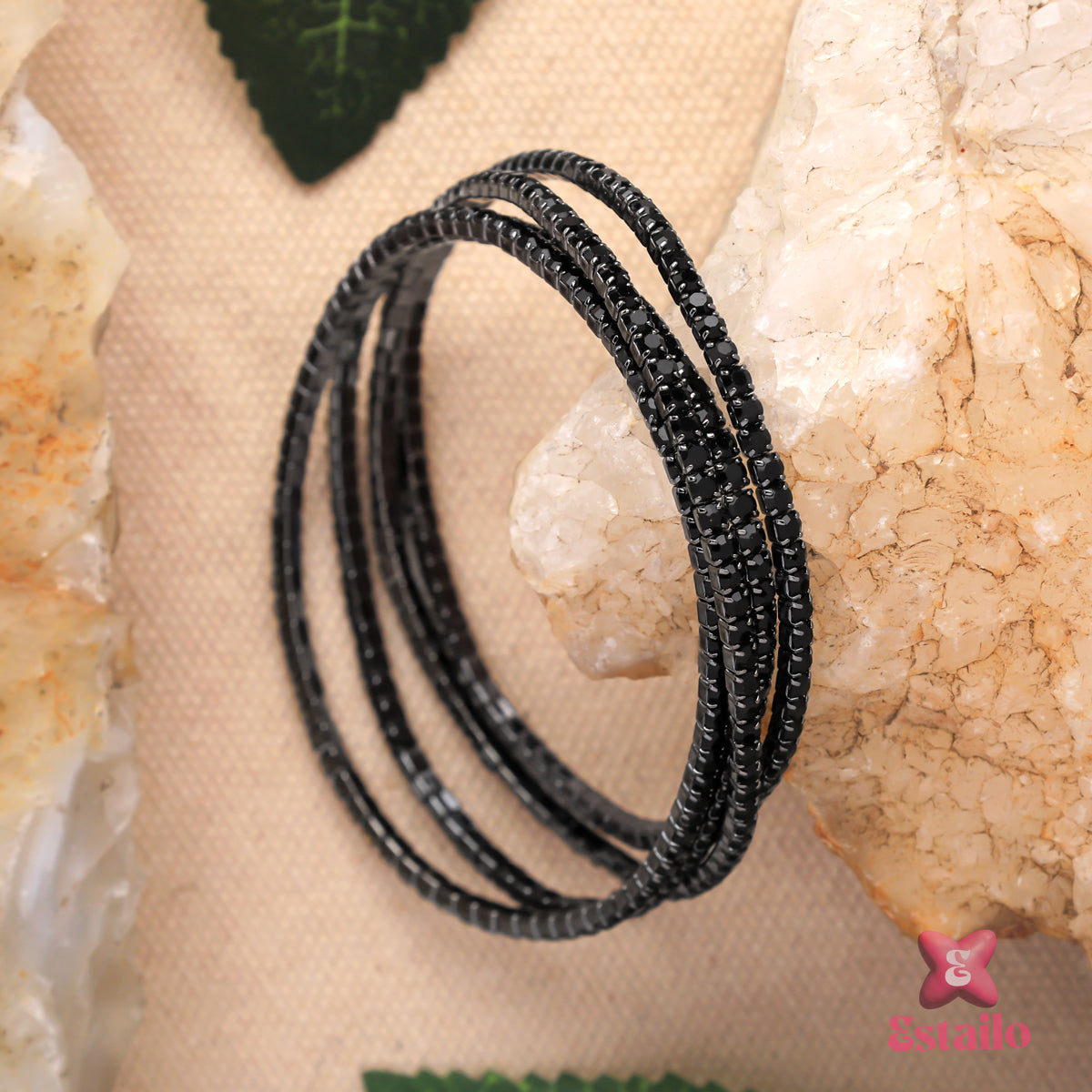 Black Spinel Sparkle Bracelet (pack of 4)