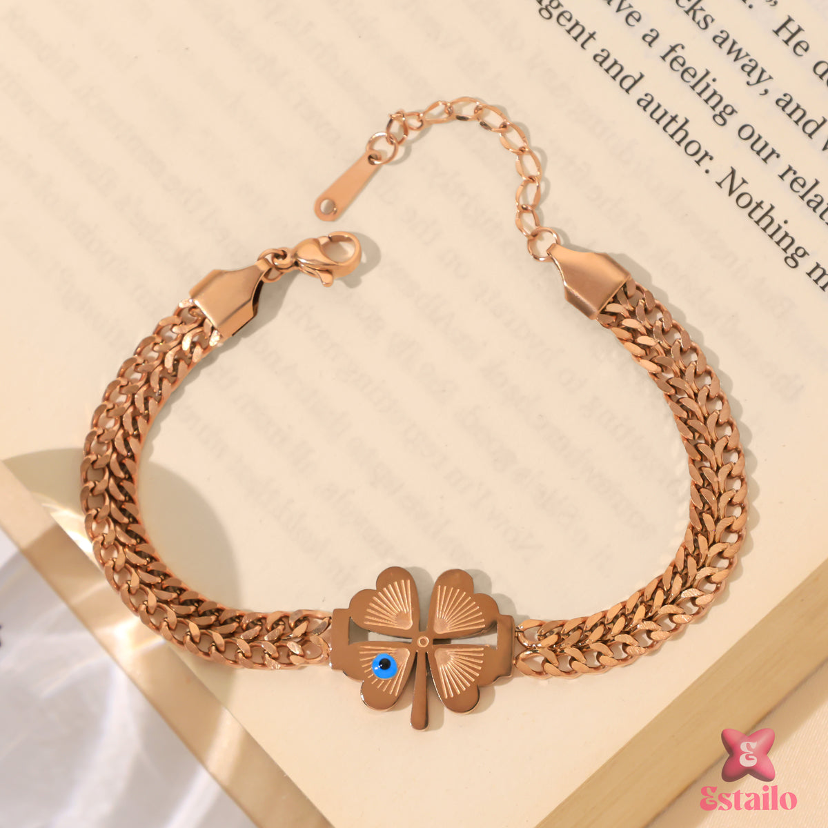 Four-Leaf Lucky Eye Bracelet