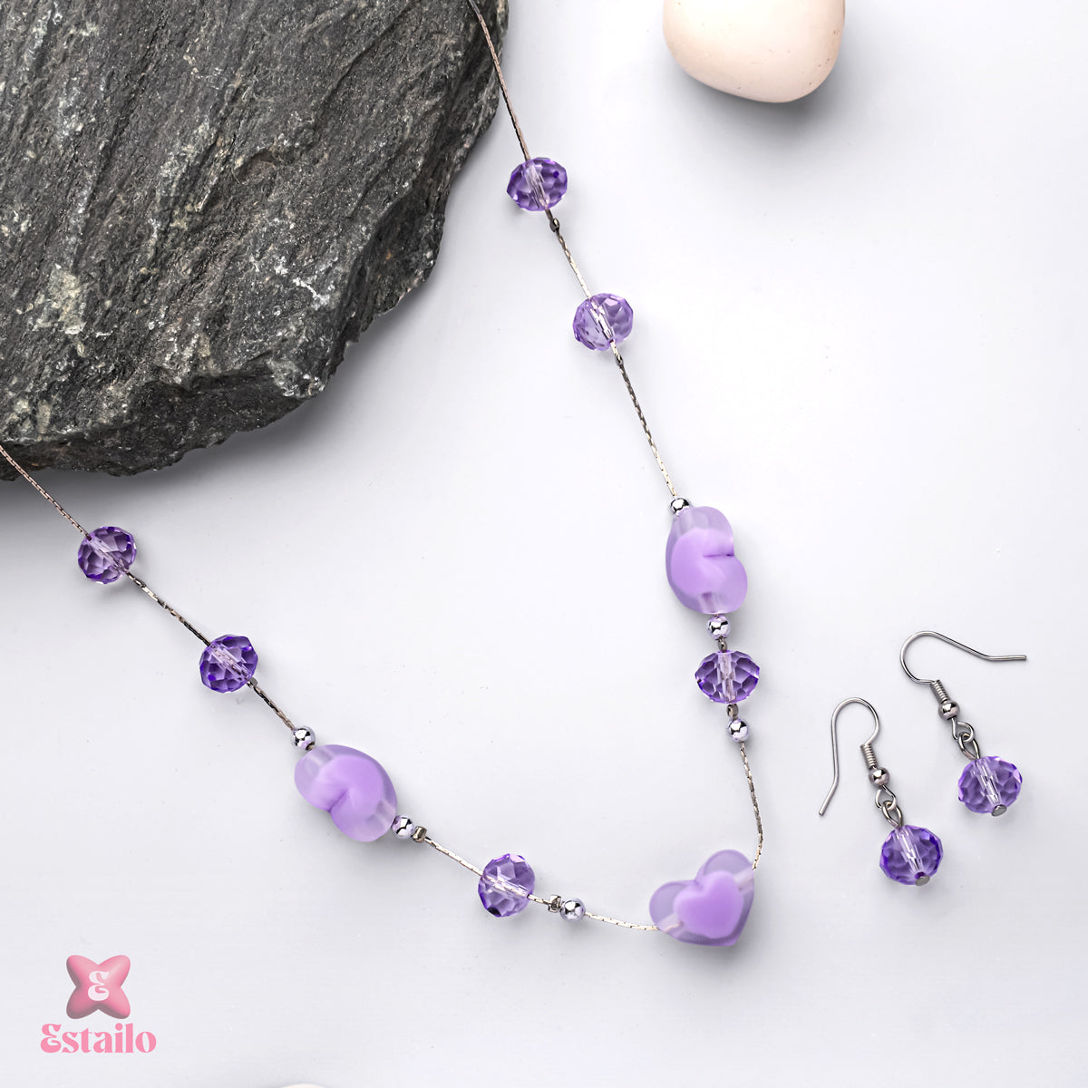 Purple Bead Choker Necklace