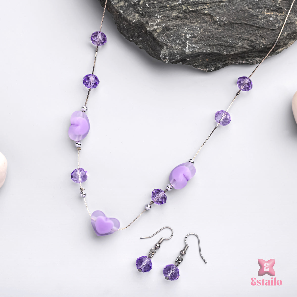 Purple Bead Choker Necklace