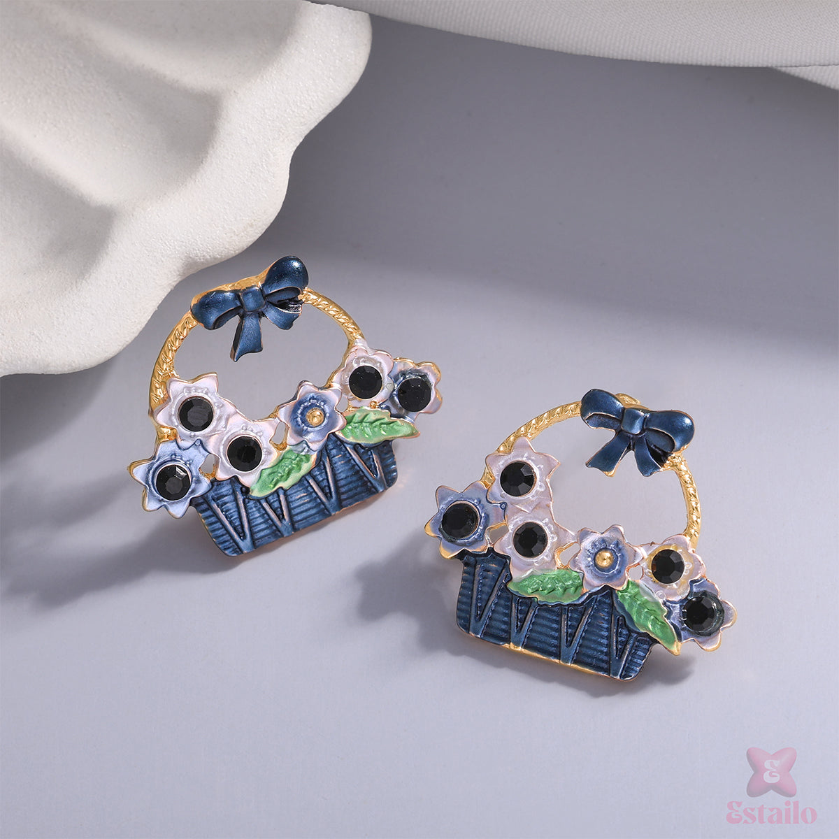 Blue Ribbon Studs Earring