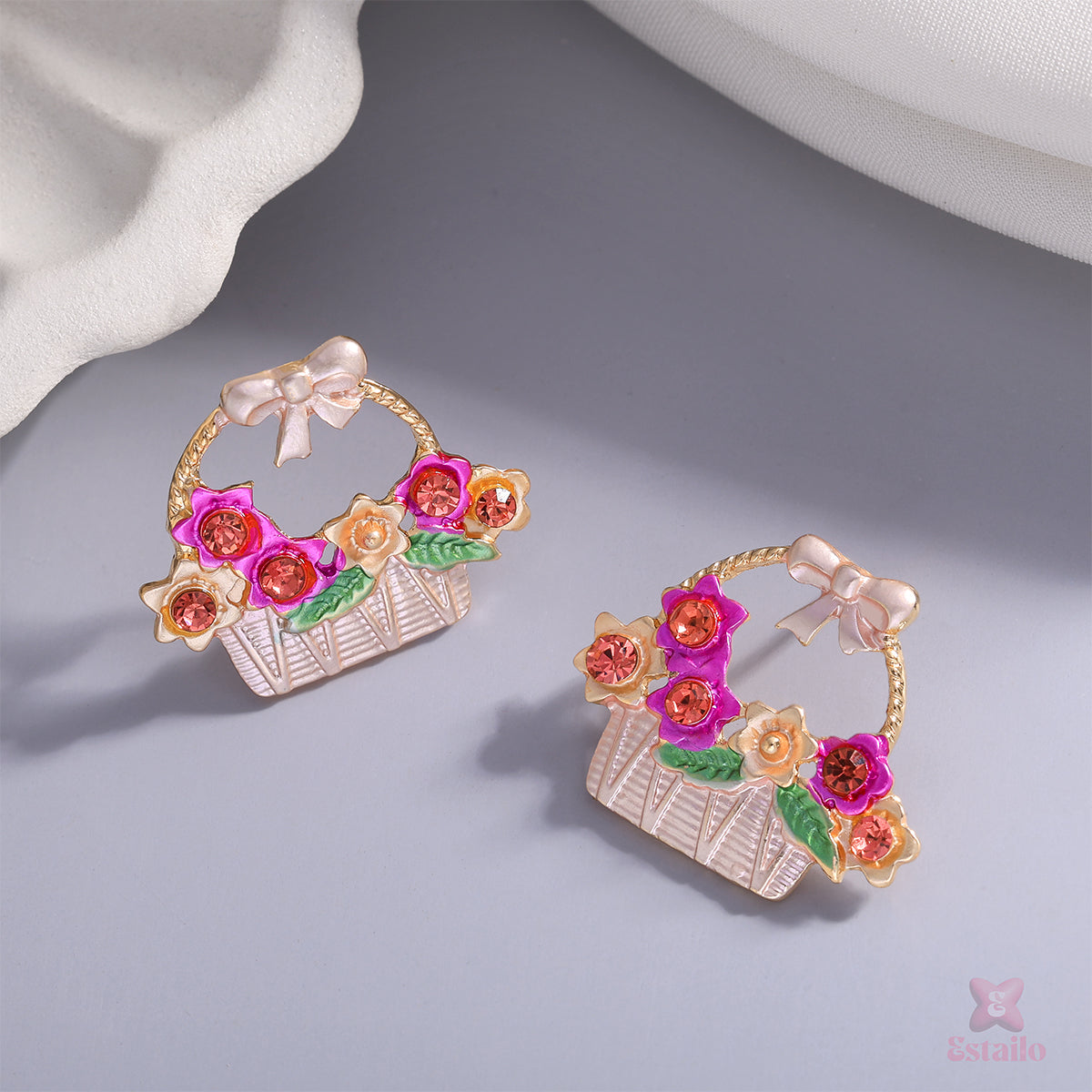 Bow Blossom Baskets Earring