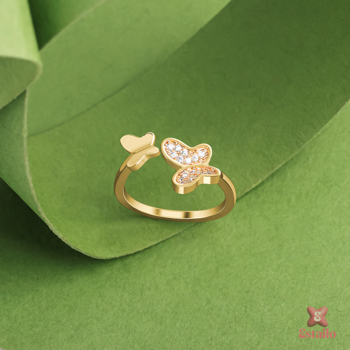 Golden Glimmering Wings Ring