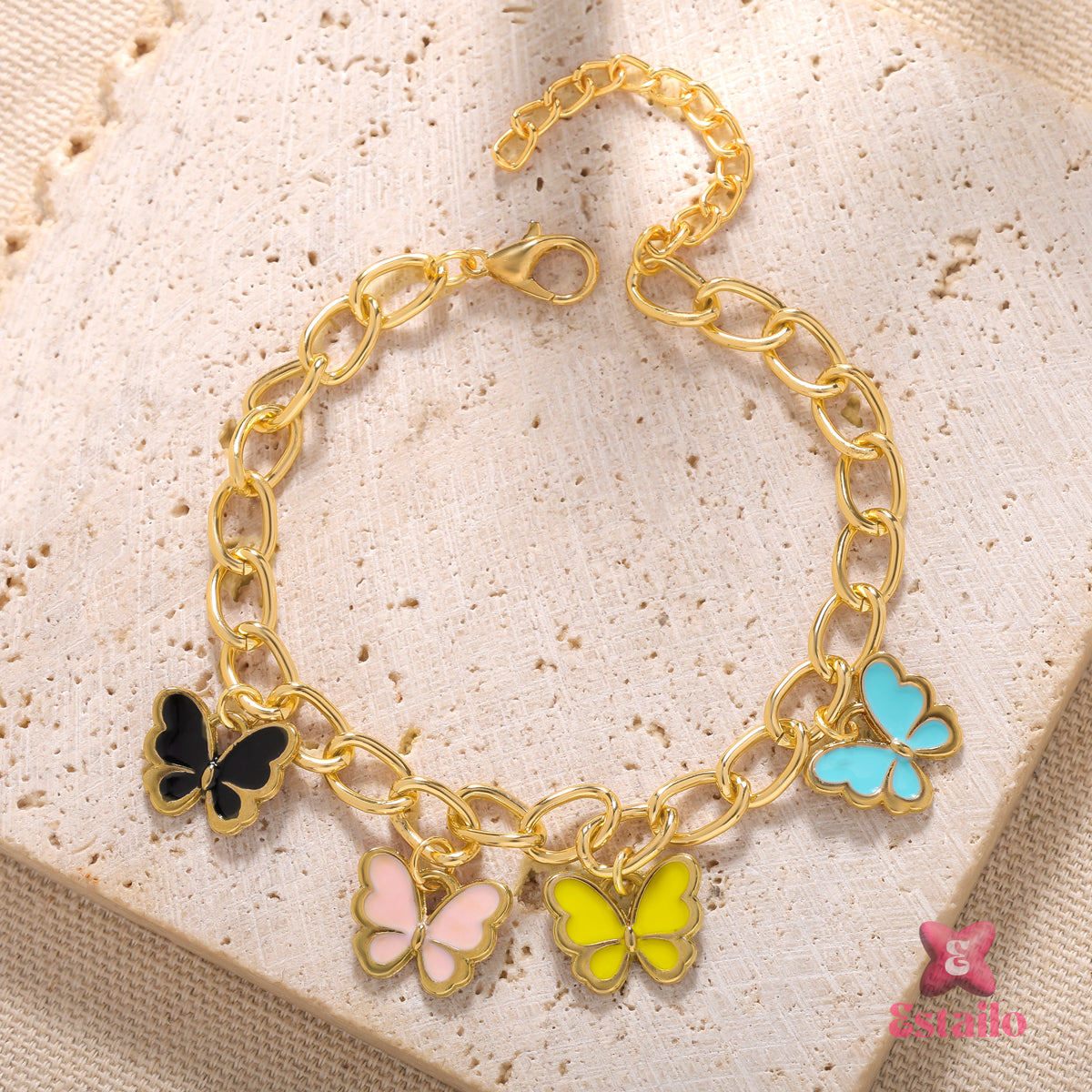Vivid Butterfly Charm Bracelet