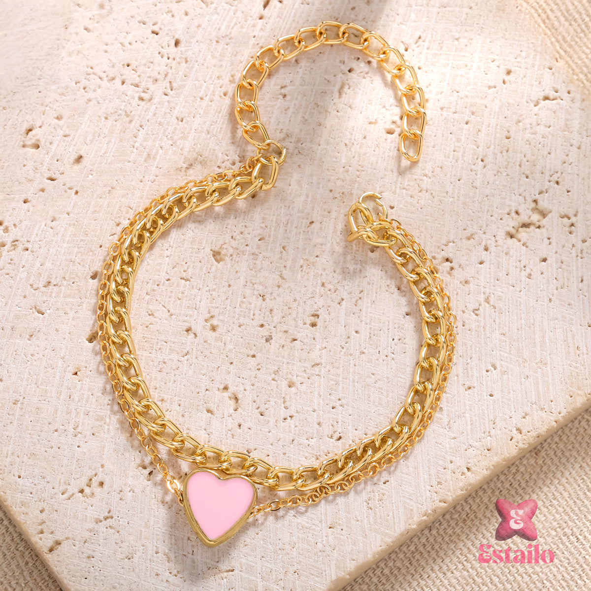 Rosy Heart Chainlet Bracelet