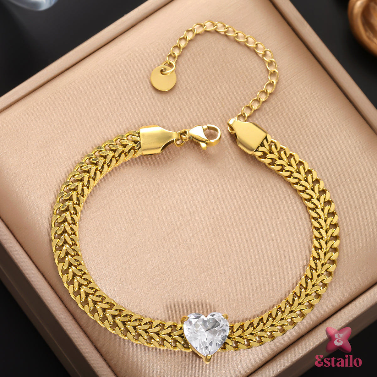 Crystal Heart Chain Bracelet