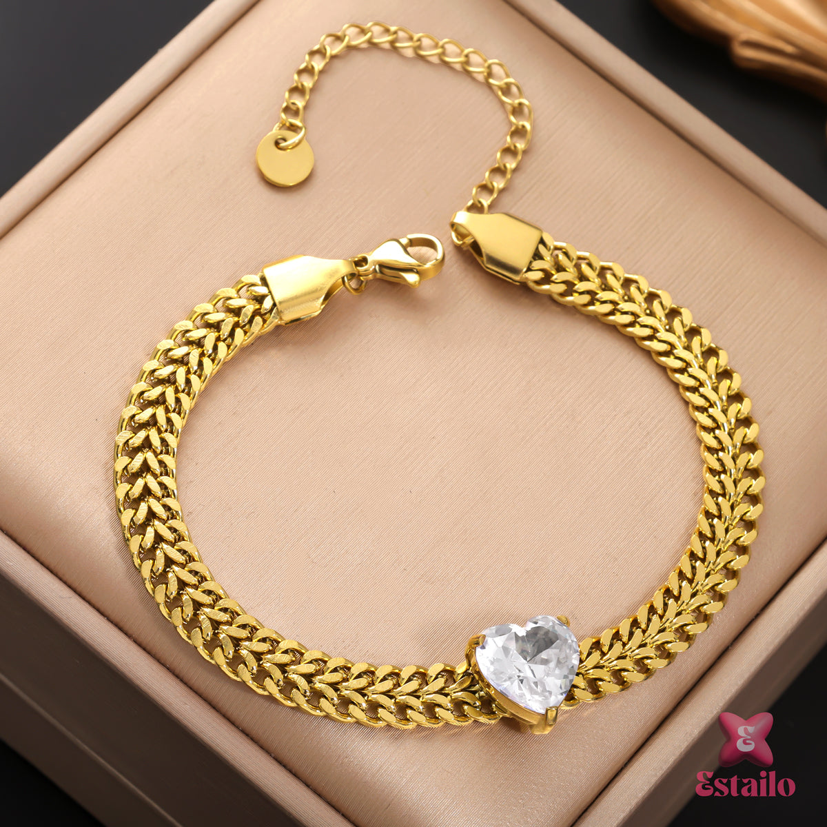 Crystal Heart Chain Bracelet