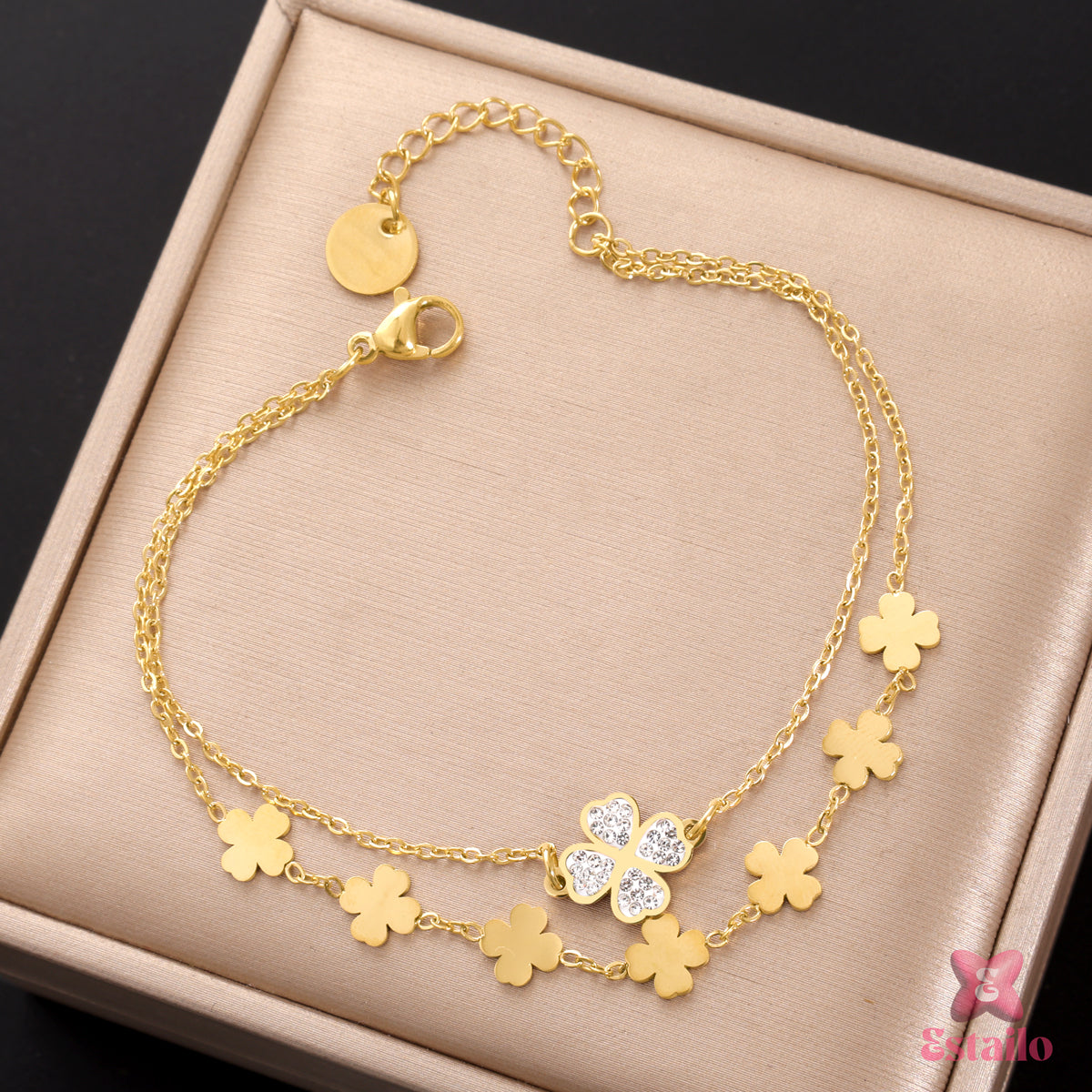 Dainty Clover Charm Bracelet