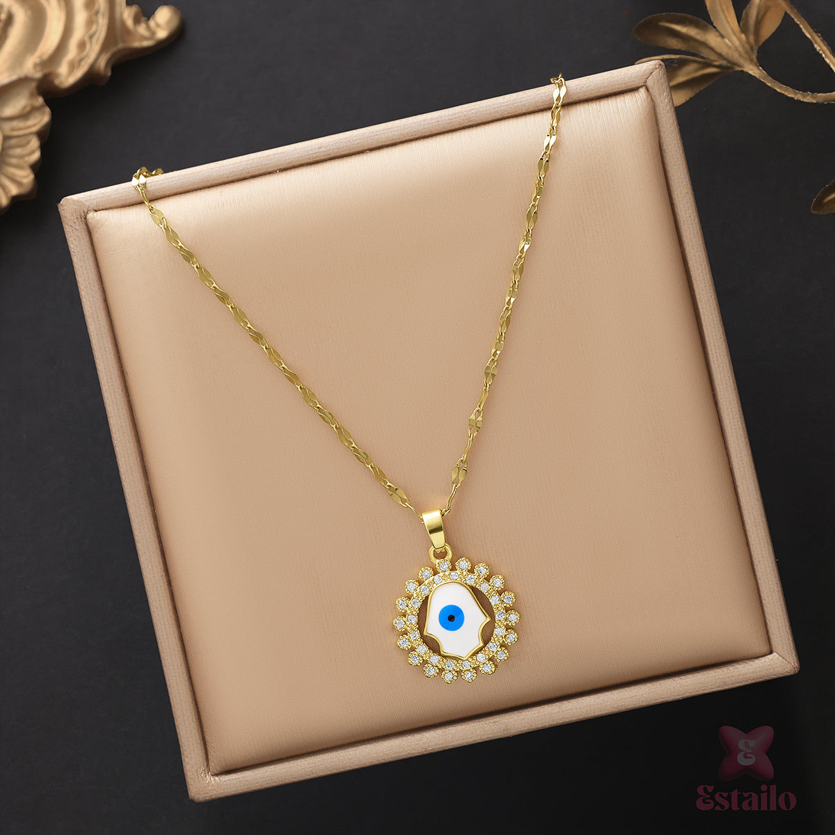 Halo Hamsa Eye Necklace