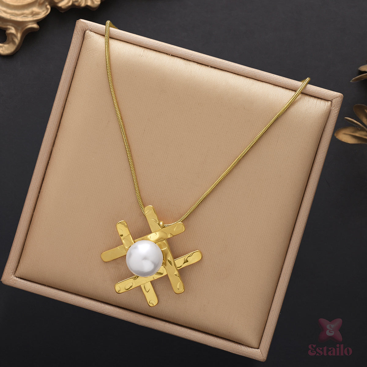 Crossed Pearl Necklace