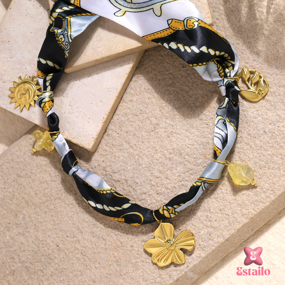 Sunlit Midnight Scarf Necklace