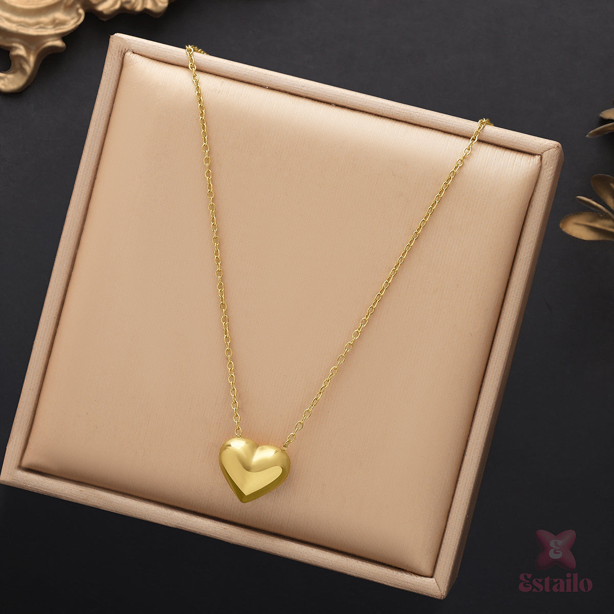 Golden Heart Charm Necklace