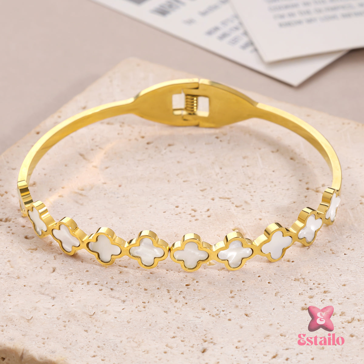 Clover Charm Bangle Bracelet