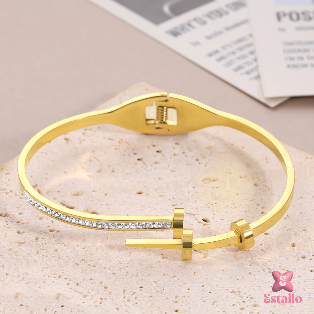 Gilded Nail Cuff Bracelet