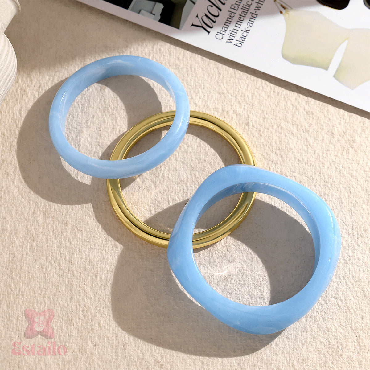Azure Mist Stack Bangle Bracelet
