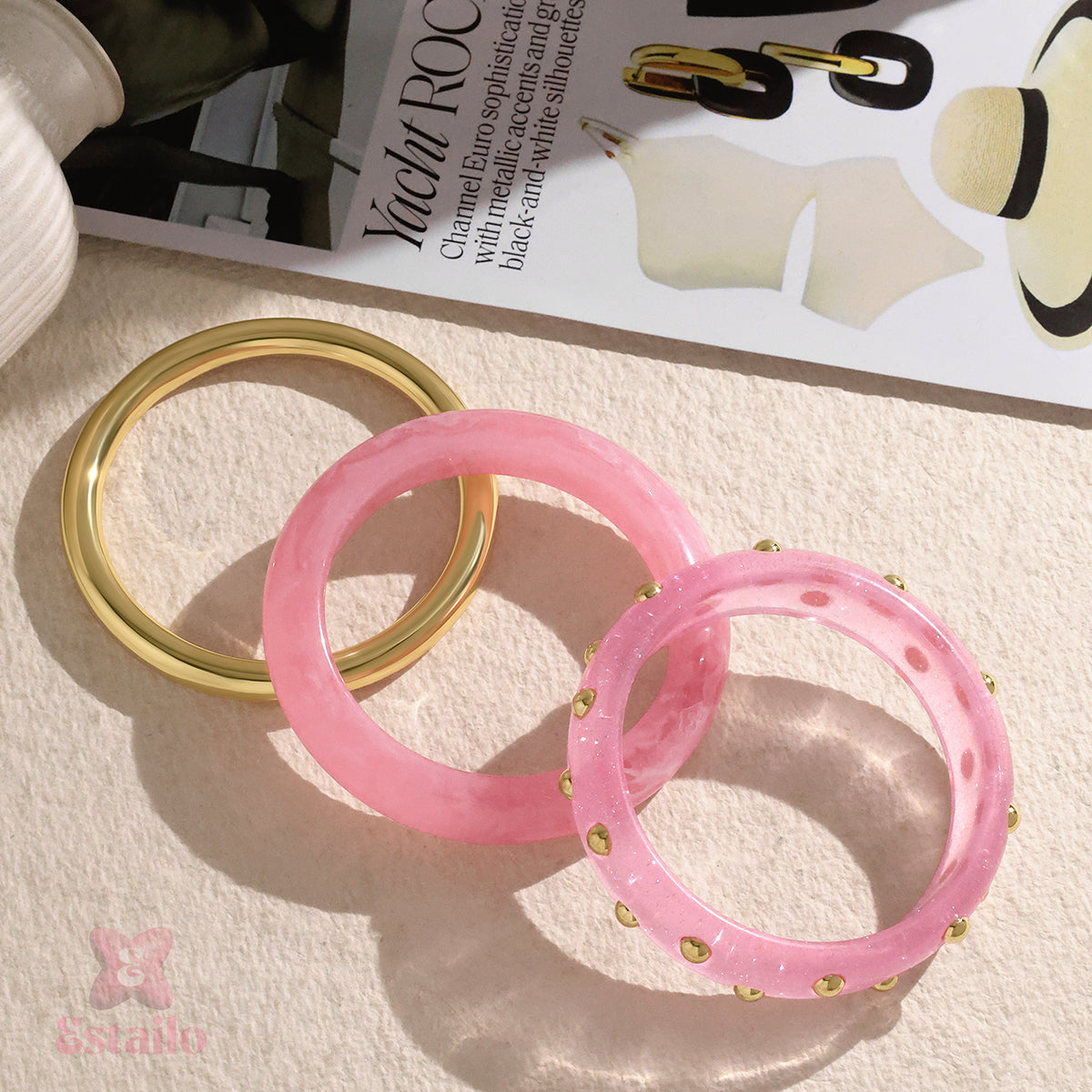 Celestial Rose Stack Bangle Bracelet