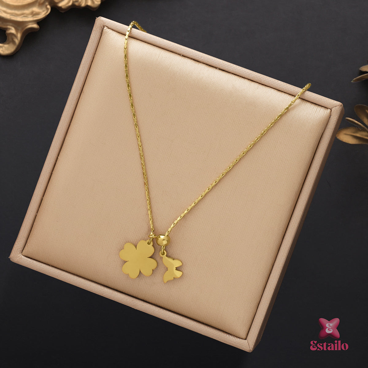 Dainty Clover Butterfly Necklace