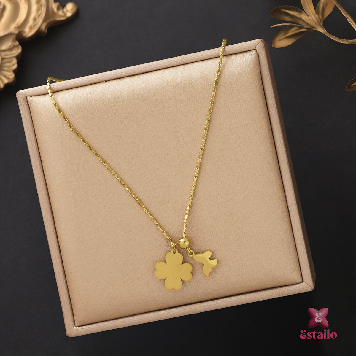 Dainty Clover Butterfly Necklace