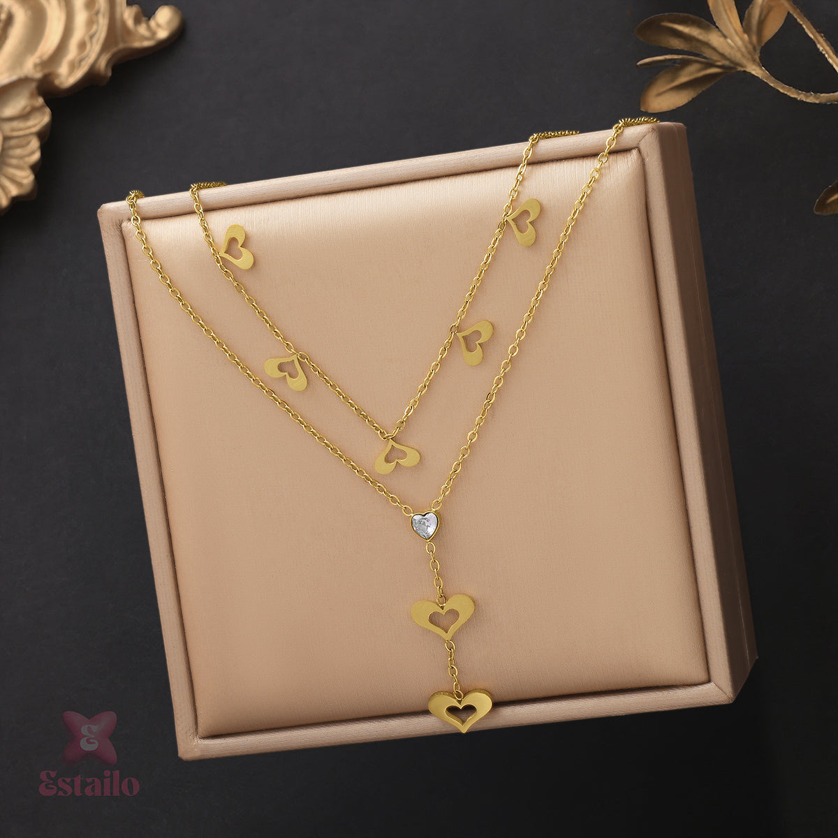 Twin Heart Charm Necklace