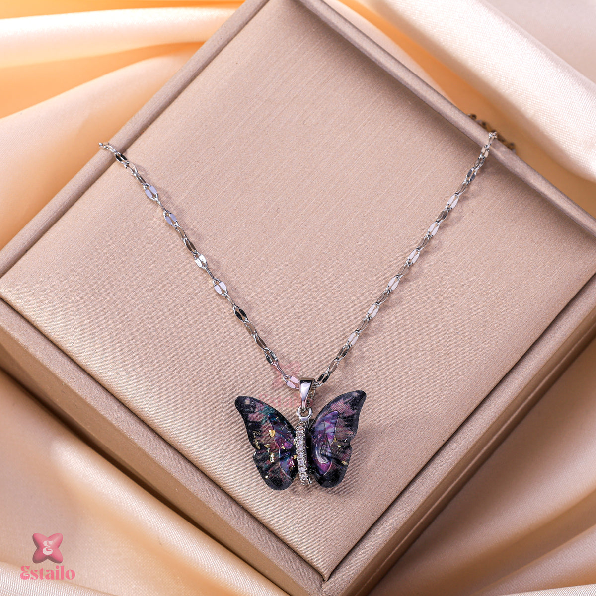 Iridescent Butterfly Necklace
