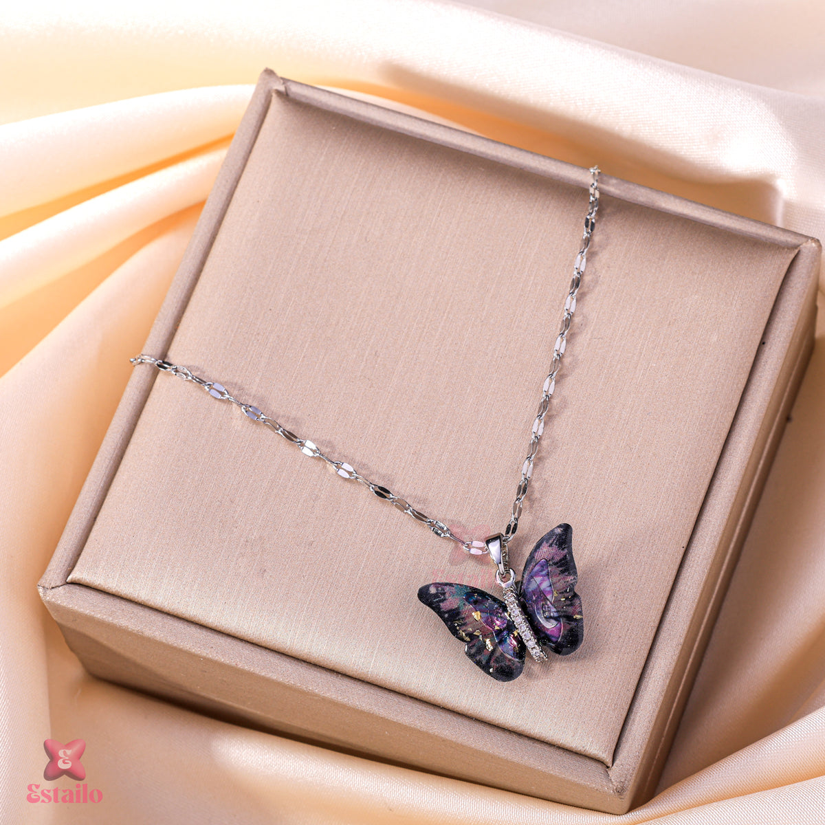 Iridescent Butterfly Necklace