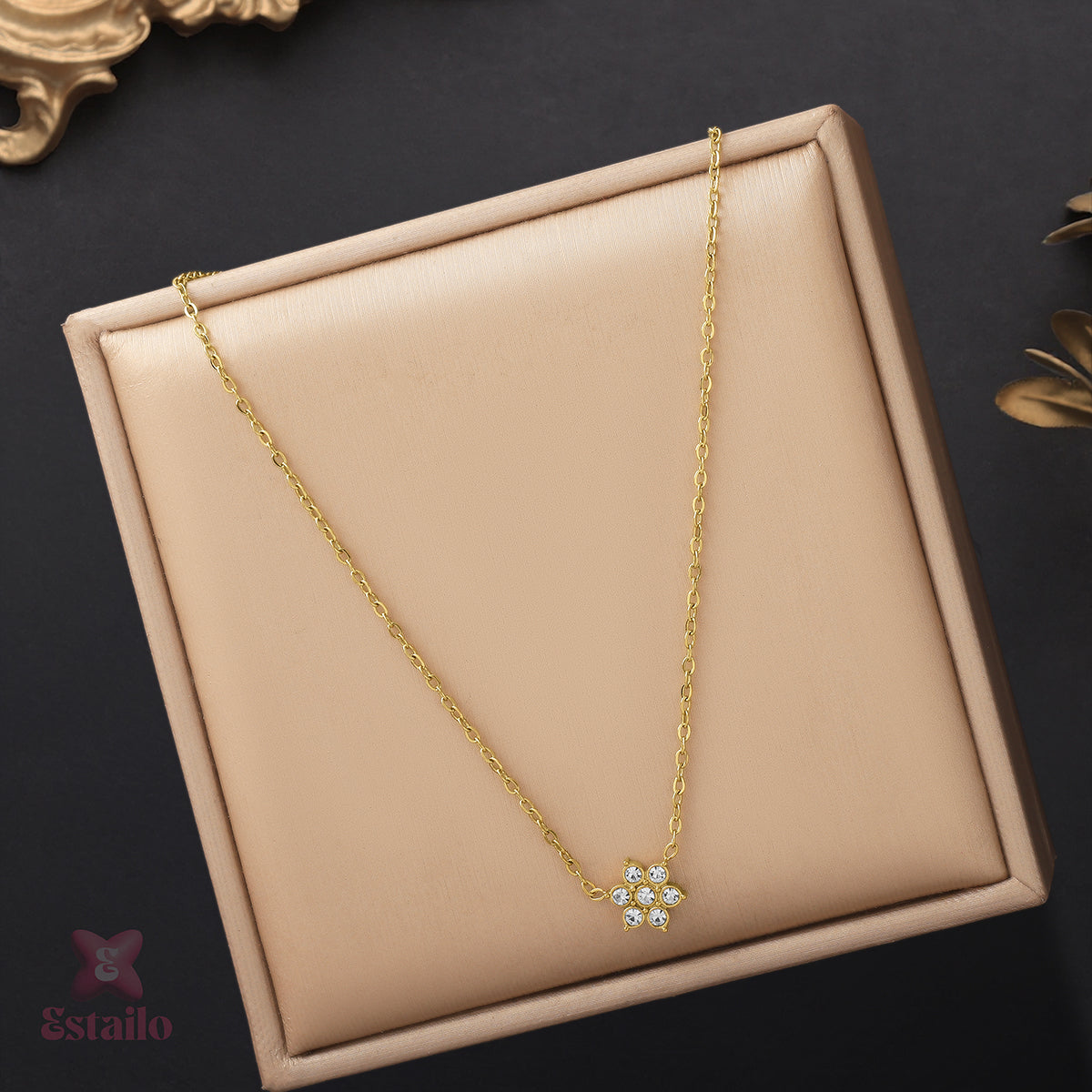 Gilded Flower Charm Necklace