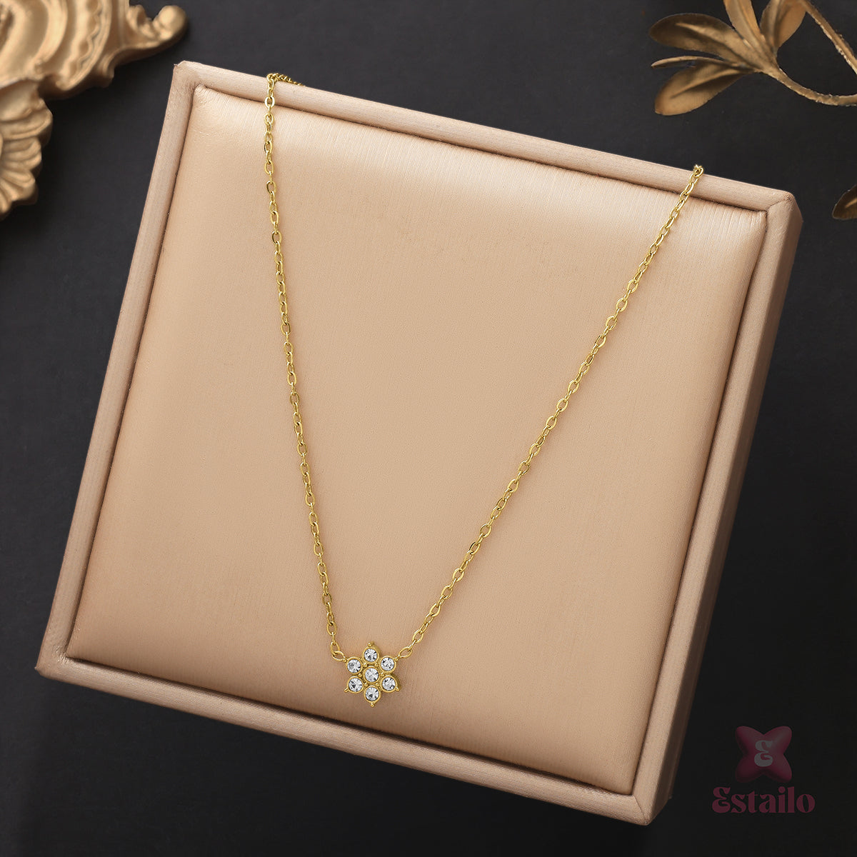 Gilded Flower Charm Necklace