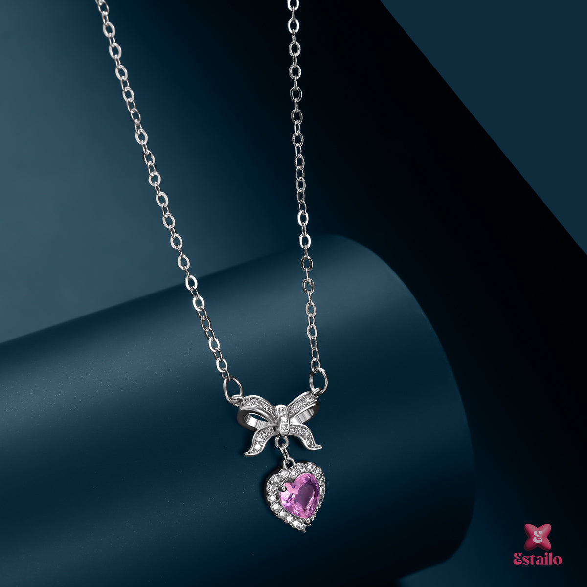 Pink Crystal Love Necklace