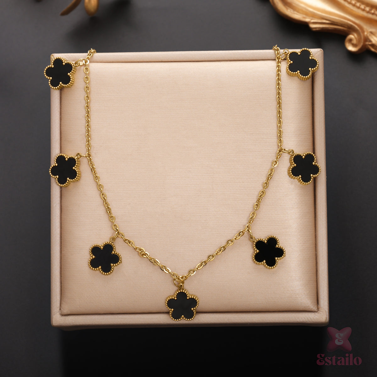 Ebony Leaf Link Necklace