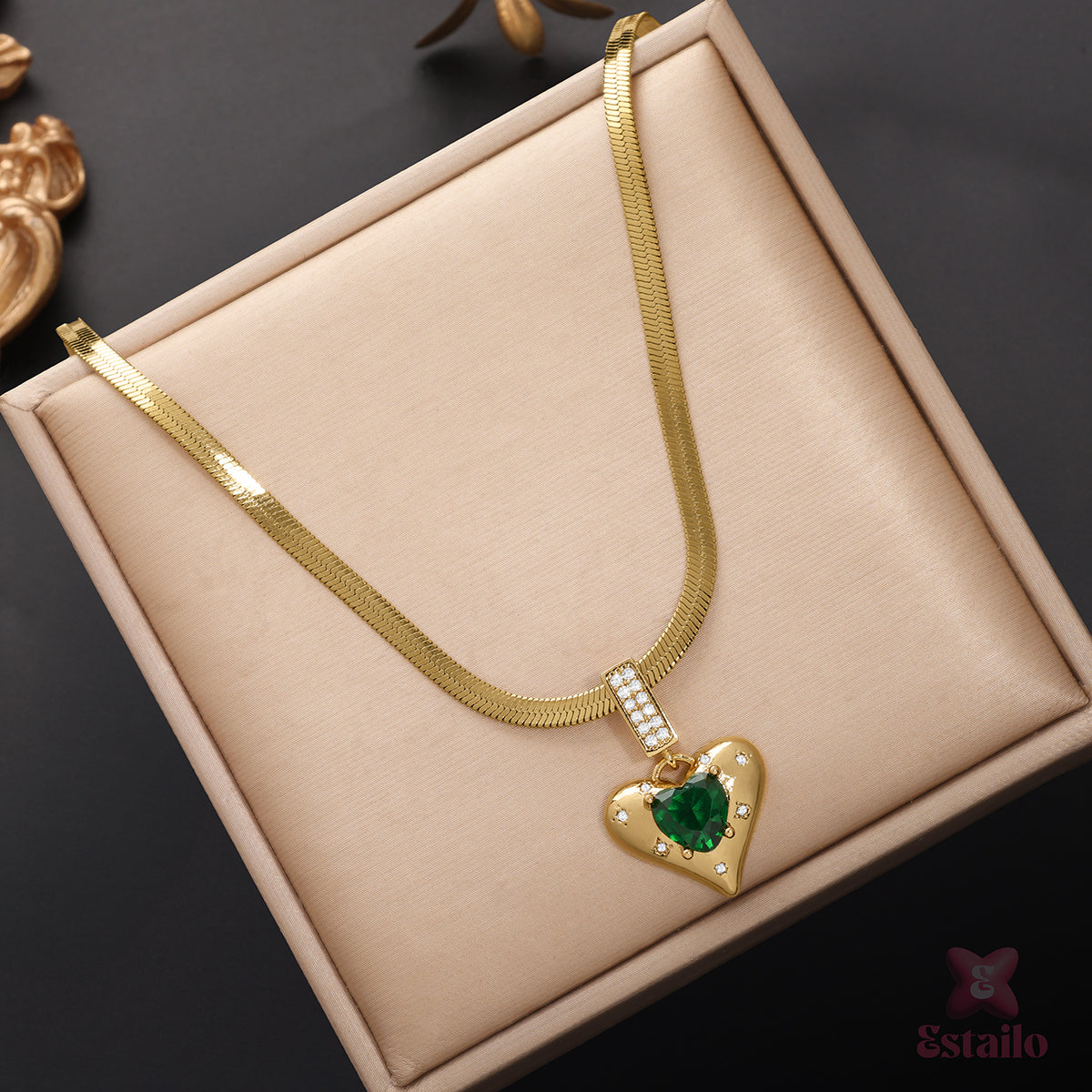 Emerald Heart Embrace Necklace