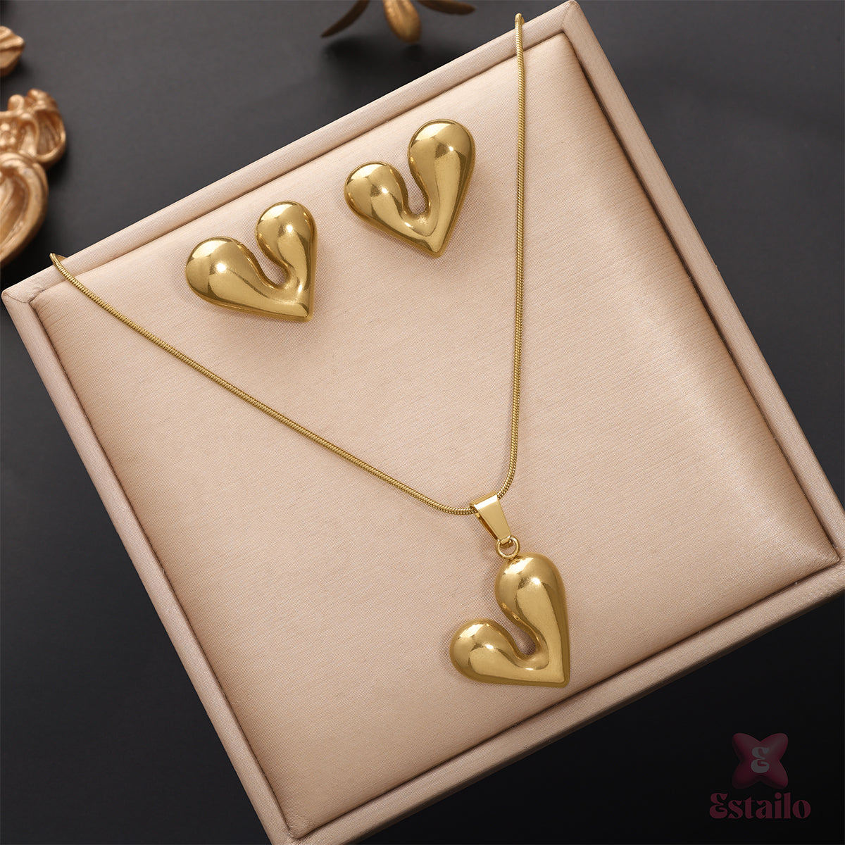 Golden Heart bloom Necklace Set
