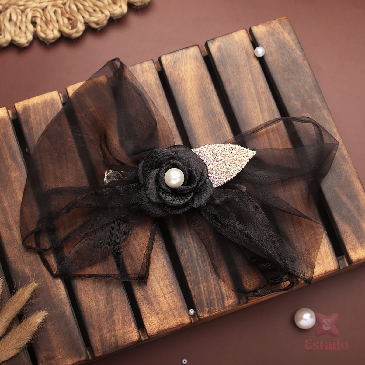 Dream Midnight Organza Bow Clip