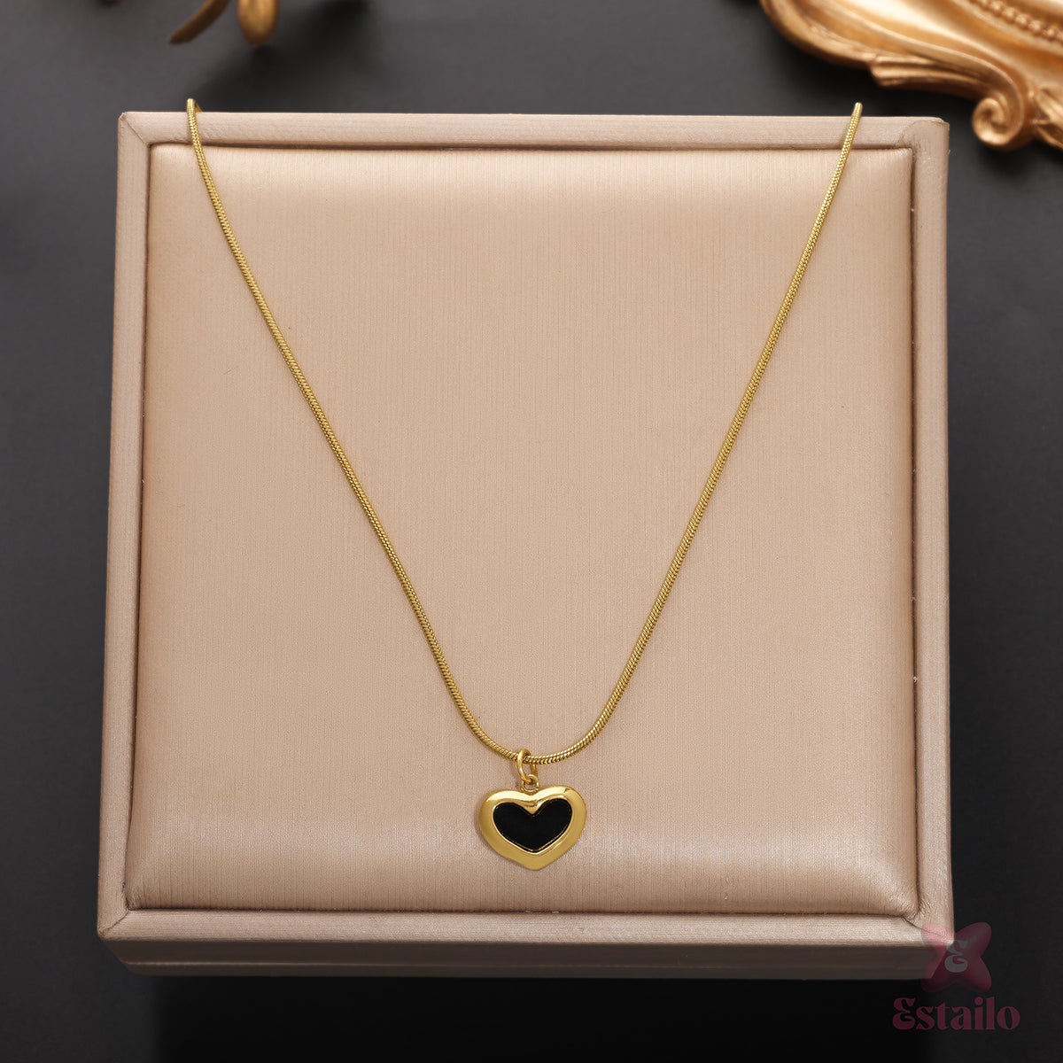 Mystic Black Heart Necklace