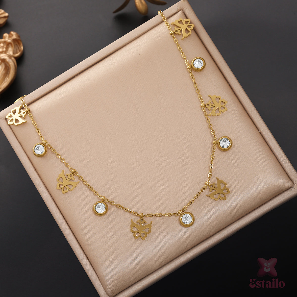 Butterfly & Clover Cascade Necklace