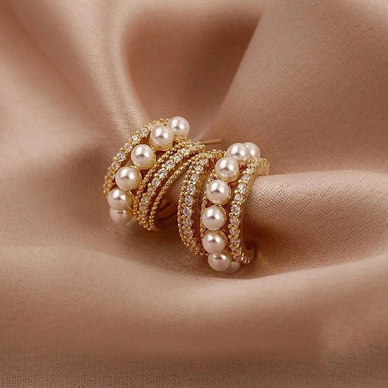 Royal Pearl Hoops Earring